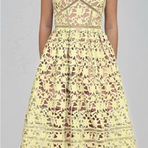 Self portrait azalea yellow midi dress